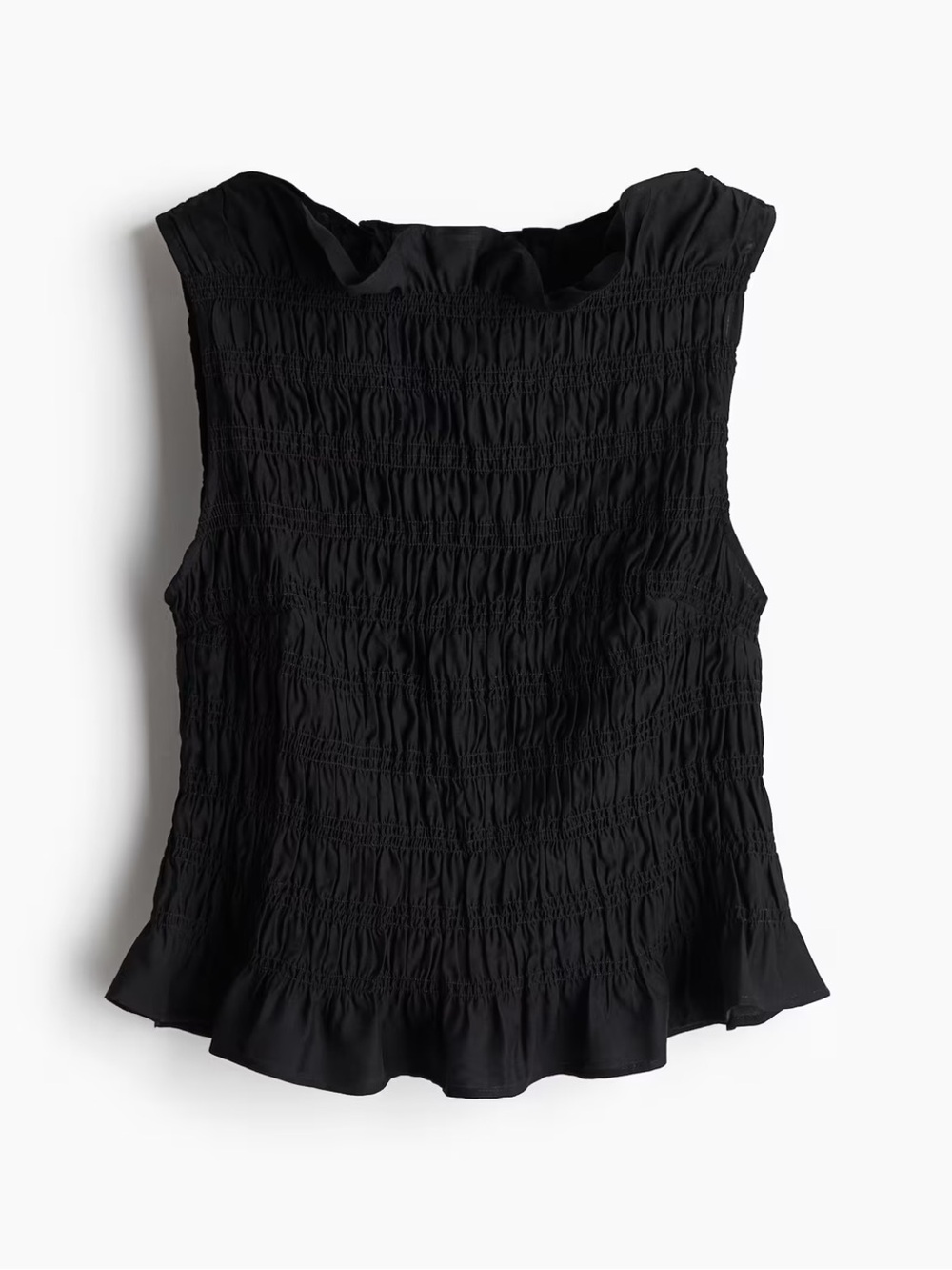 H&M Black Sleeveless Smocked Top